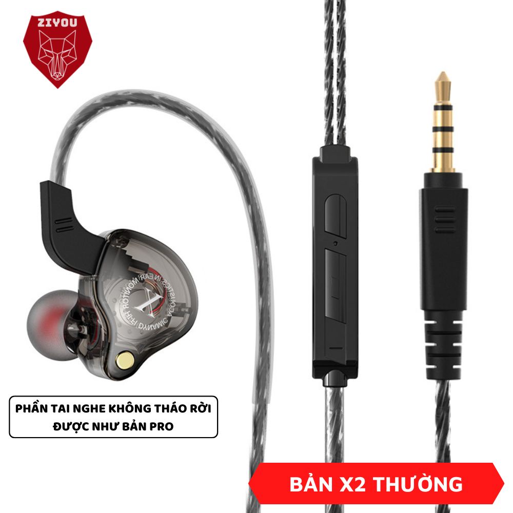 Tai Nghe Nhét Tai Chống Ồn ZIYOU X2 Pro Gaming, Âm Thanh Siêu Bass Cực Đã, Housing Có Thể Tháo Rời, Có Mic, Jack 3.5mm