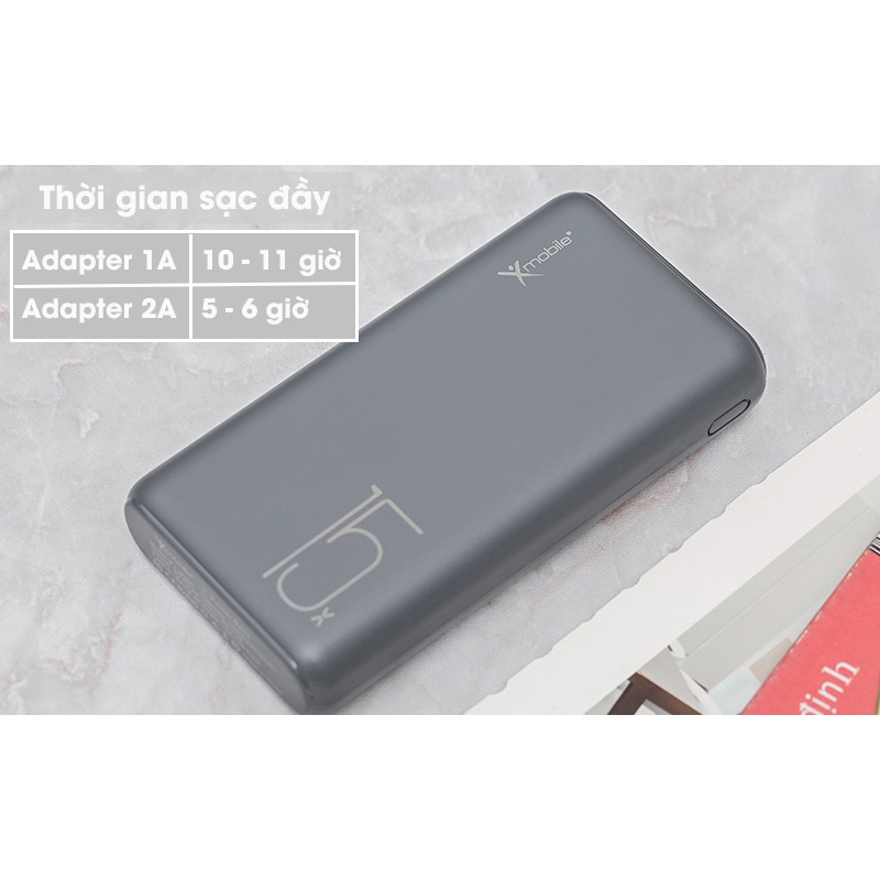 🔥GIÁ TỐT🔥 Pin sạc dự phòng Polymer 15.000mAh Type C Xmobile PJ JP200 Xám