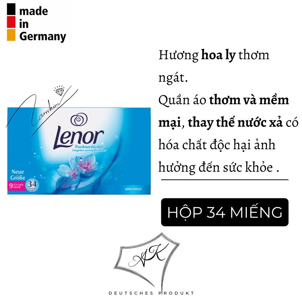 [ Hàng Đức ] Giấy thơm quần áo Lenor - nội địa Đức - hộp 34 miếng