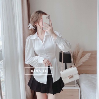 ♻️Sơ mi lụa thắt nơ cúc bọc siêu xinh _G6T