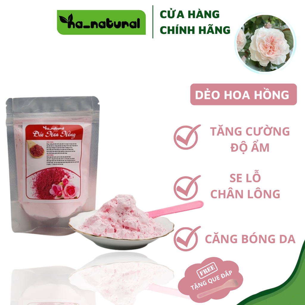 Mask dẻo hoa h.ồng 💥 CAO CẤP 💥 100 gr Bột mặt na hoa h.ồng đắp mặt giúp cấp ẩm, thu nhỏ l.ỗ chân l.ông hiệu quả