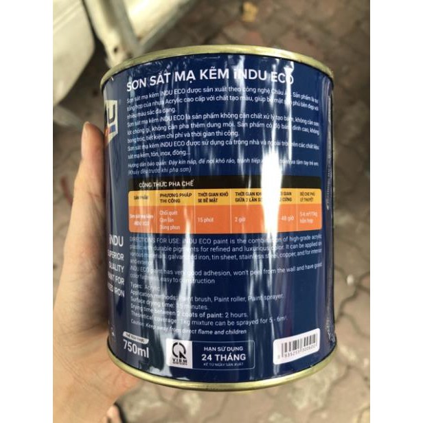 Sơn Sắt Mạ Kẽm INDU 750ml   ( Shop Uy Tín )