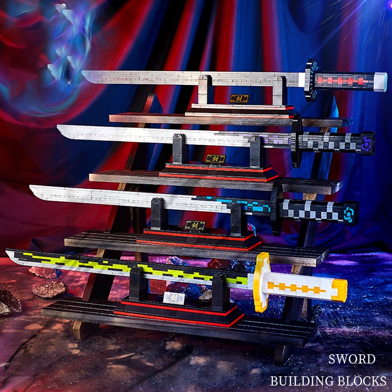 55 CM Demon Slayer Sword Building Blocks Hình Kamado Tanjirou Người giữ con dao Micro Bricks Đồ chơi mô hình cho trẻ em