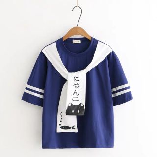 áo thủy thủ mèo cá kawaii