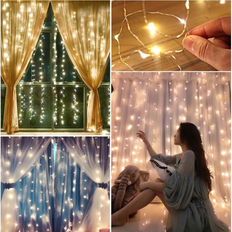 Đèn led rèm, Đèn led trang trí rèm phụ kiện sinh nhật tiệc cưới sự kiện sinh nhật Noel Giáng sinh Tết