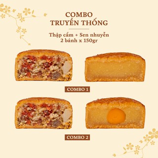 Combo 2 bánh x 150gr: Thập cẩm truyền thống & Sen nhuyễn cung đình