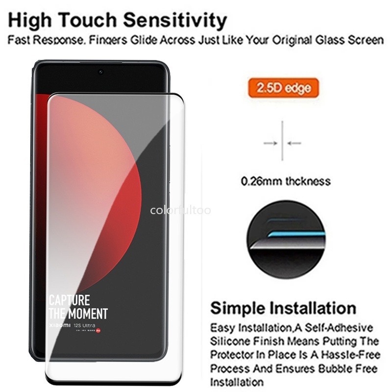 Miếng Dán Cường Lực Cong 3D 2 Trong 1 Bảo Vệ Ống Kính Máy Ảnh Cho Xiaomi 12S Ultra 12S Pro 12SPro Mi12S Mi12SUltra Mi 12S Ultra 5G