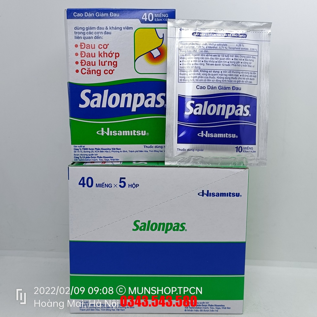 Cao dán SALONPAS hộp 4 gói x 10 miếng