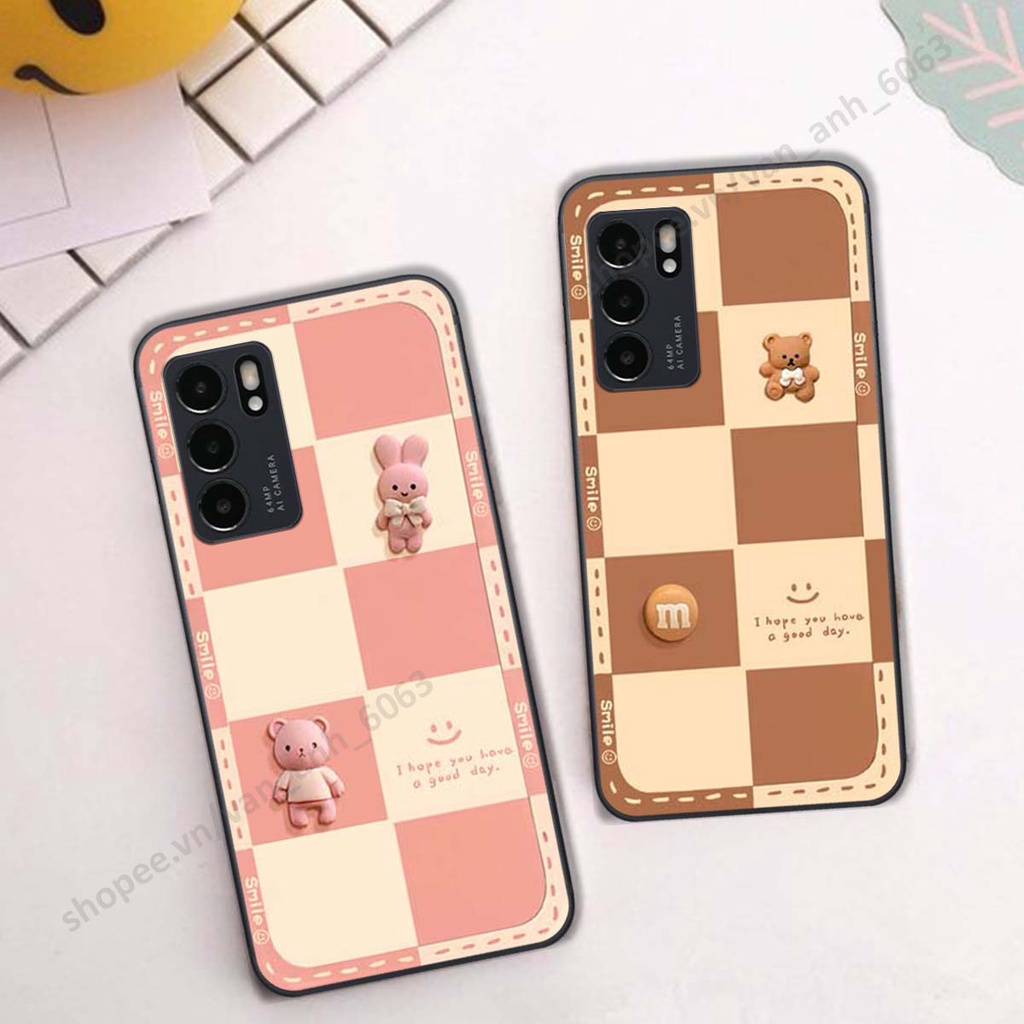 Ốp lưng Oppo Reno6 / Reno6 Z 5G / Reno 6 hình gấu, kẹo dễ thương cute
