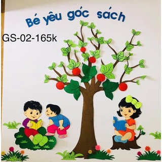 Góc sách nỉ cứng ( Tranh trang trí trường lớp mầm mầm non
