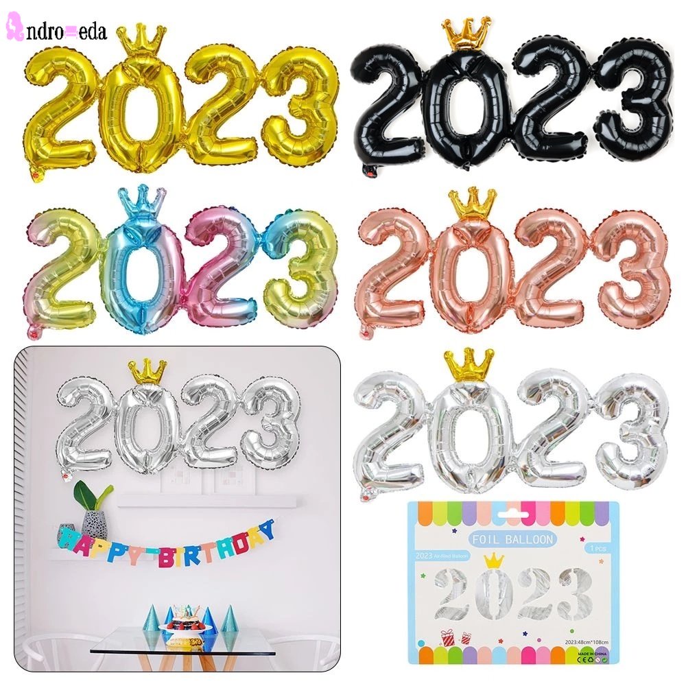Bong Bóng Foil Họa Tiết Năm Mới 2023 Nhiều Màu Sắc Dùng Trang Trí Nhà Cửa