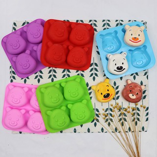HCM -Khuôn silicon mặt gấu Pooh 4 cái làm bánh bông lan nướng, rau câu, socola