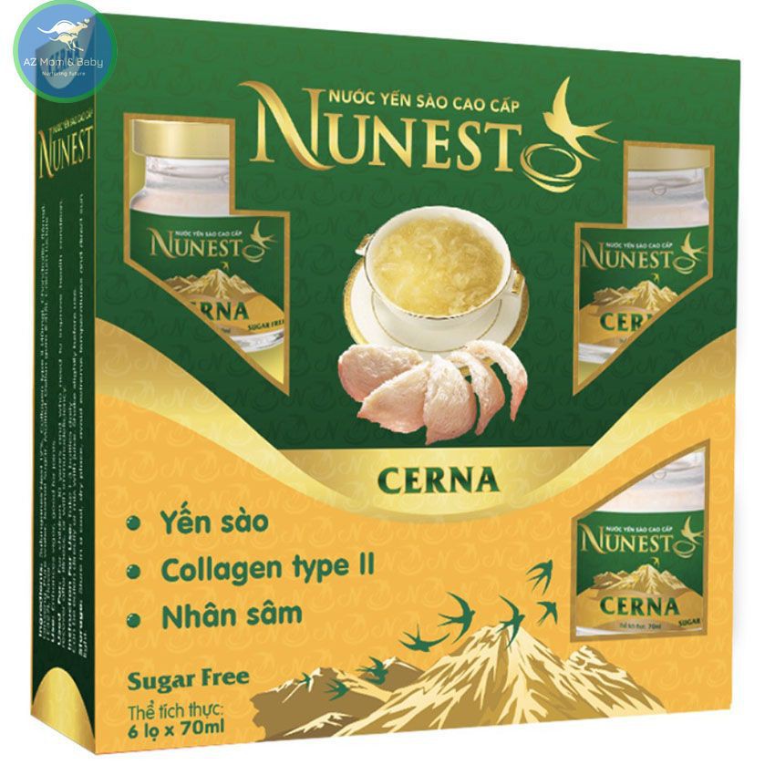 Hộp yến sào cao cấp nhân sâm collagen không đường Nunest Cerna (6 lọ x 70ml)