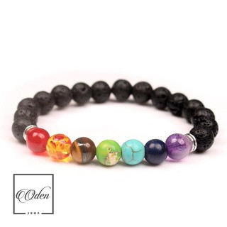 Vòng tay nam phong thủy- đá núi lửa - 7 chakra_7c22