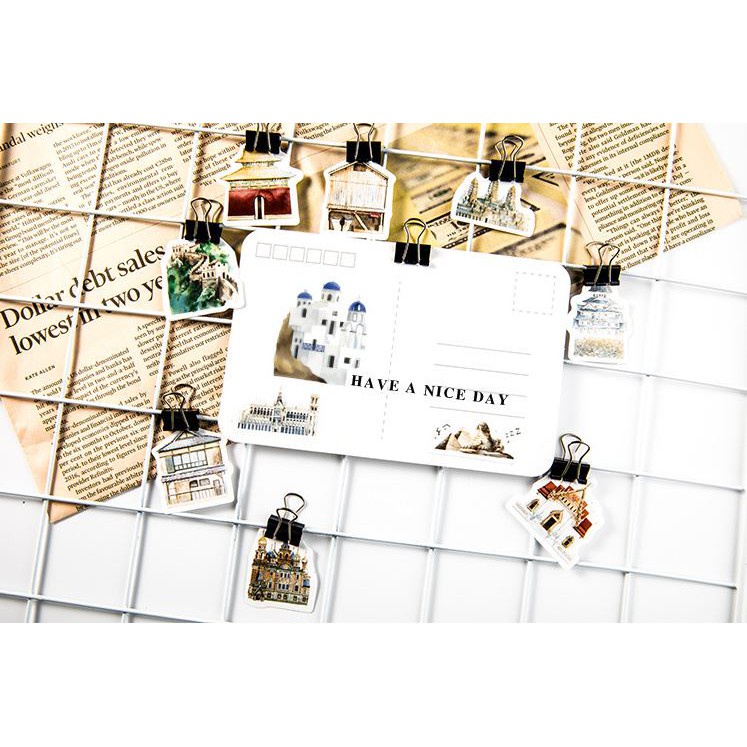 Bộ 46 Sticker Hàn Quốc Kỳ Quan Thế Giới dán trang trí E04
