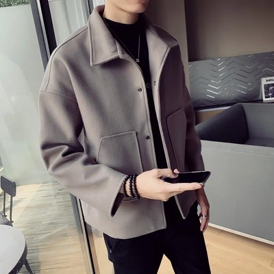Áo khoác dạ nam dáng ngắn cổ bẻ túi chéo hàng chuẩn loại 1
