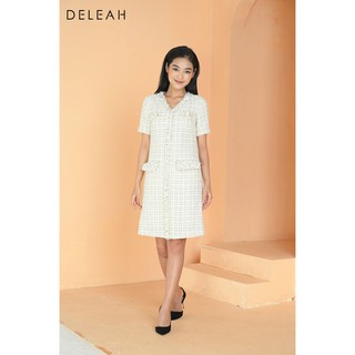 De Leah - Đầm Suông Tweed Tua Rua Cúc Trai - Thời trang thiết kế