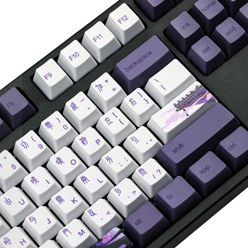 112 Keys Purple Datang Keycap PBT Sublimation Keyboard Keycaps OEM Profile GK61