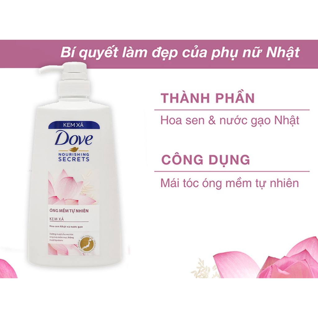 Dầu gội &amp; xả Dove ngăn gãy rụng giúp tóc óng mượt chai 640/ 610g