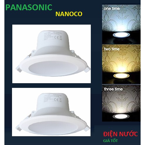 Đèn Led downlight NANOCO - PANASONIC tròn âm trần 3 chế độ màu