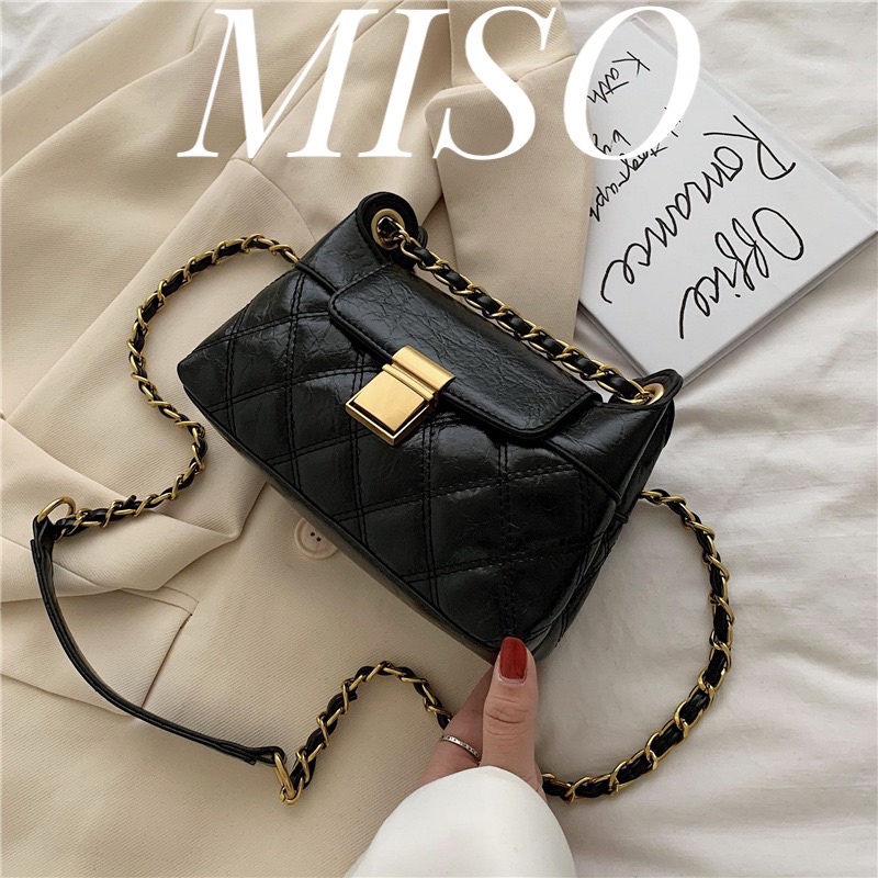 M27 Túi sách nữ đeo vai , đeo chéo nữ ô chám dây đôi có thể điều chỉnh hàng Quảng Châu by MISO