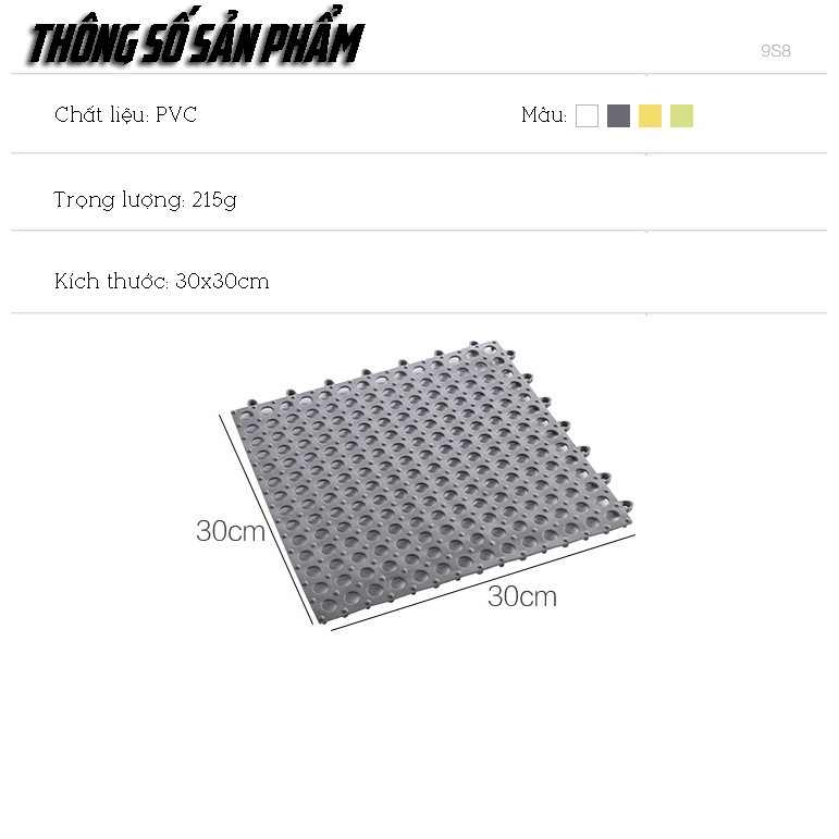 [CHỌN MÀU] Thảm chống trơn trượt nhà tắm size 30x30cm tiện dụng, Tấm thảm nhựa lót sàn nhà tắm kháng khuẩn chống trượt