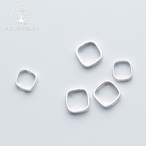 Charm bạc viền vuông để lồng hạt vào giữa - NQ Jewelry