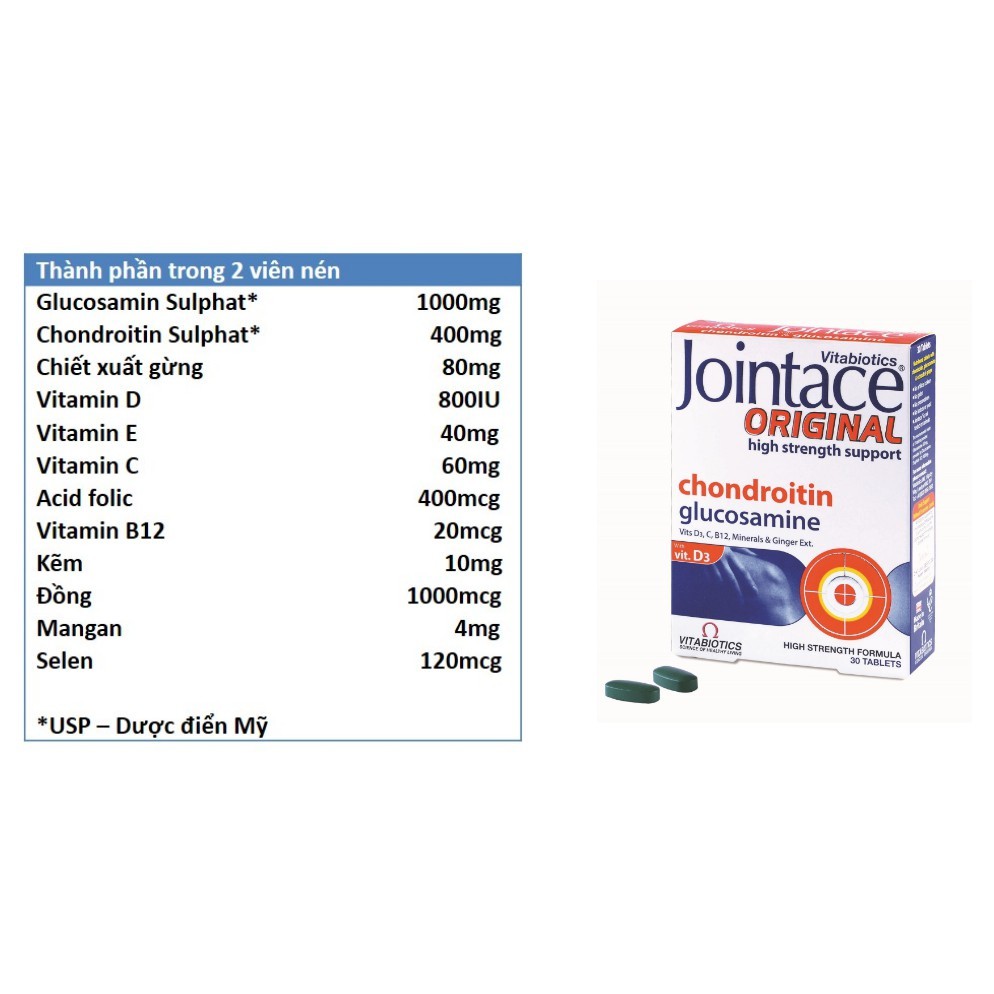 Viên Uống Duy Trì Sức Khỏe Xương Khớp Vitabiotics Jointace Original Anh Quốc Hộp 30 Viên Nén