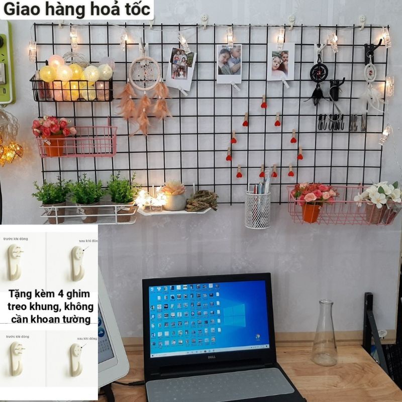 lưới sắt trang trí và phụ kiện nhiều size tặng 4 ghim treo khung, Chỉ giao hàng hoả tốc nội thành HCM