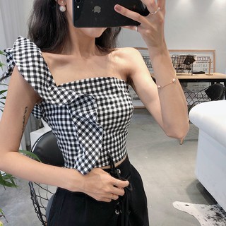 Áo croptop kẻ caro