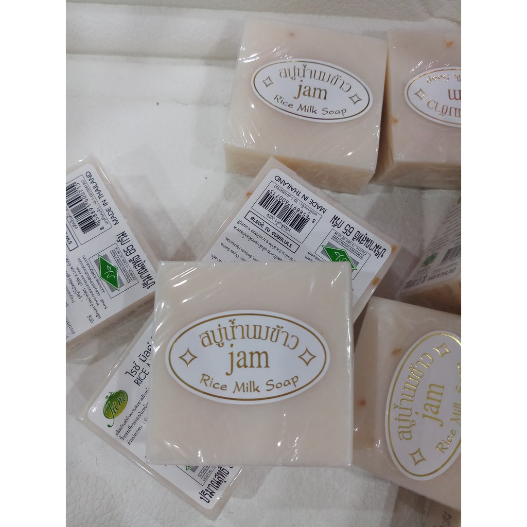 Bánh xà bông cám gạo Thái Lan Jam Rice Milk Soap giúp làn da trắng sáng mịn màng