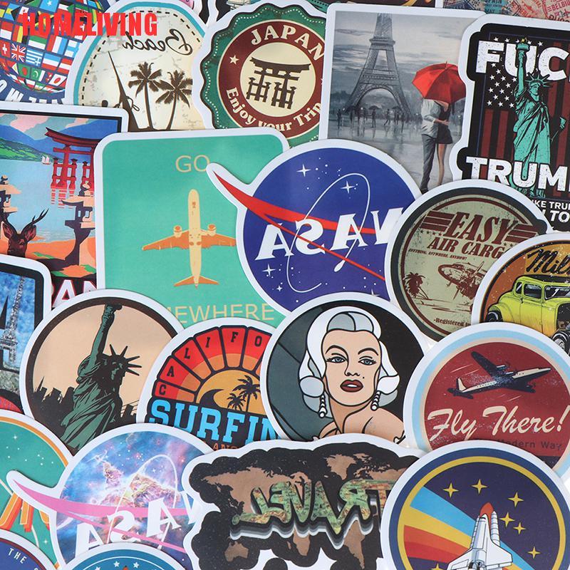 Bộ 50 Miếng Dán Màu Sắc Thần Kỳ Trang Trí Sổ Tay / Vali / Guitar / Laptop