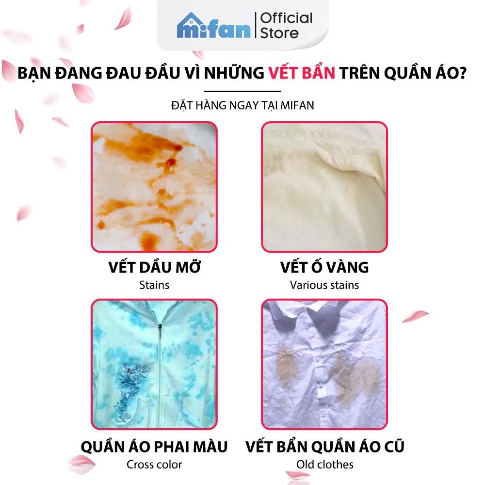 Bột Tẩy Trắng Quần Áo Thần Thánh 1100gr Mifan - Làm sạch vải ố vàng, vết bẩn khó giặt - An toàn, không phai màu