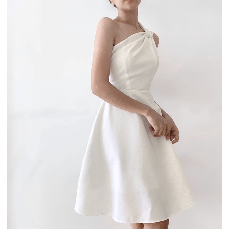 Đầm xòe TIEUDESIGN xoắn nơ vai