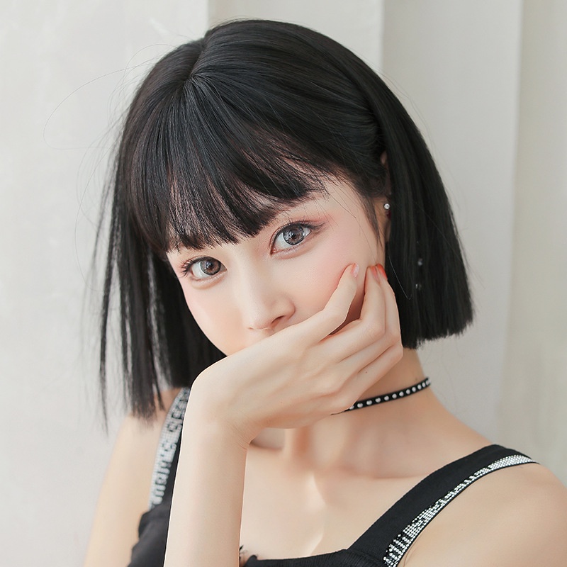 Bộ Tóc Giả Ngắn Ngang Vai Che Phủ Toàn Bộ Khuôn Mặt Dành Cho Nữ