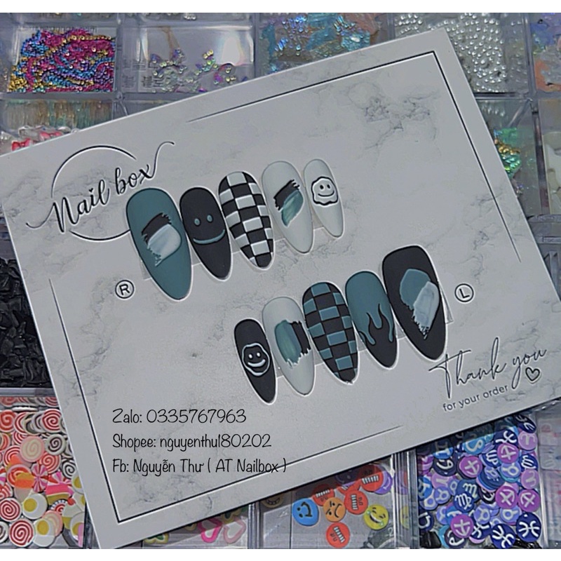 Nailbox thiết kế - Nailbox nhám kẻ caro và lửa