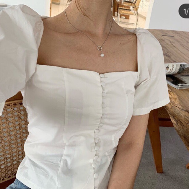 Áo sơ mi nữ cúc bọc