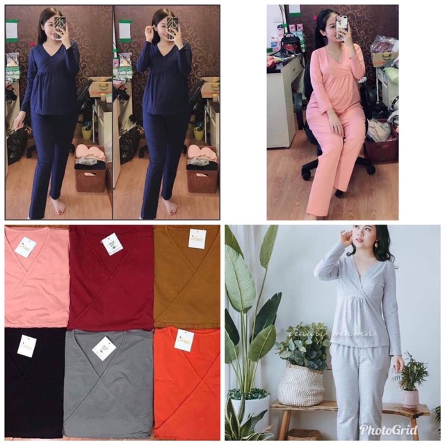 Bộ cotton bầu và sau sinh vạt chéo cho mẹ
