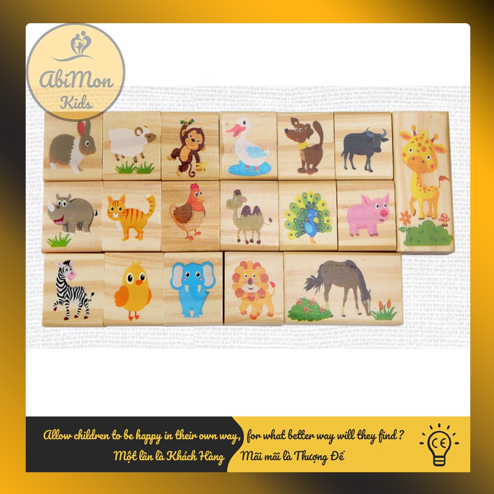 Bộ Xếp Hình Gỗ Xây Dựng Cho Bé (42 chi tiết) ☘️ Montessori cao cấp ✨ (Đồ chơi Gỗ - Giáo Dục - An toàn - Thông minh)