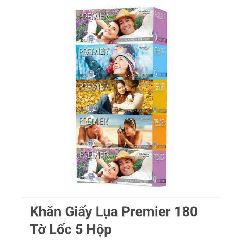 Lô 5 hộp khăn giấy Premier 180 tờ