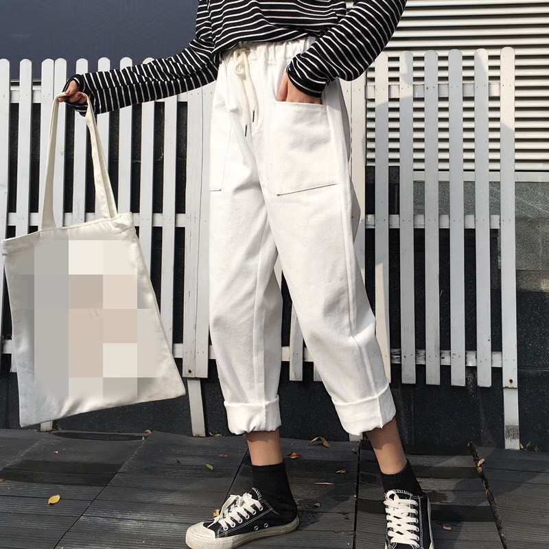 QUẦN BAGGY NỮ ỐNG XUÔNG CÓ TUI PHONG CÁCH SẮN GẤU, CHẤT KAKI - 2 MÀU THỜI TRANG BTQ545