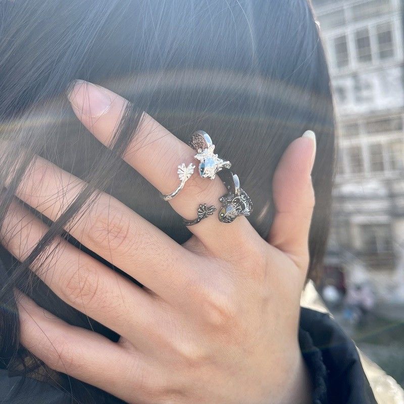 Nhẫn Đôi Hình Rồng Đen Siêu Ngầu Không Răng Có Thể Điều Chỉnh Cho Nam Và Nữ