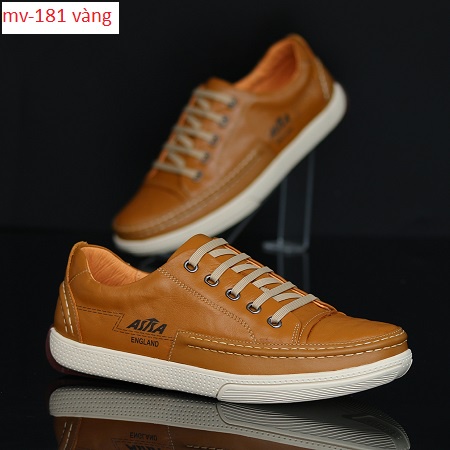 Giầy Nam asisa da bò nappa nhập khẩu mã MV-181 màu vàng bò,giầy thể thao
