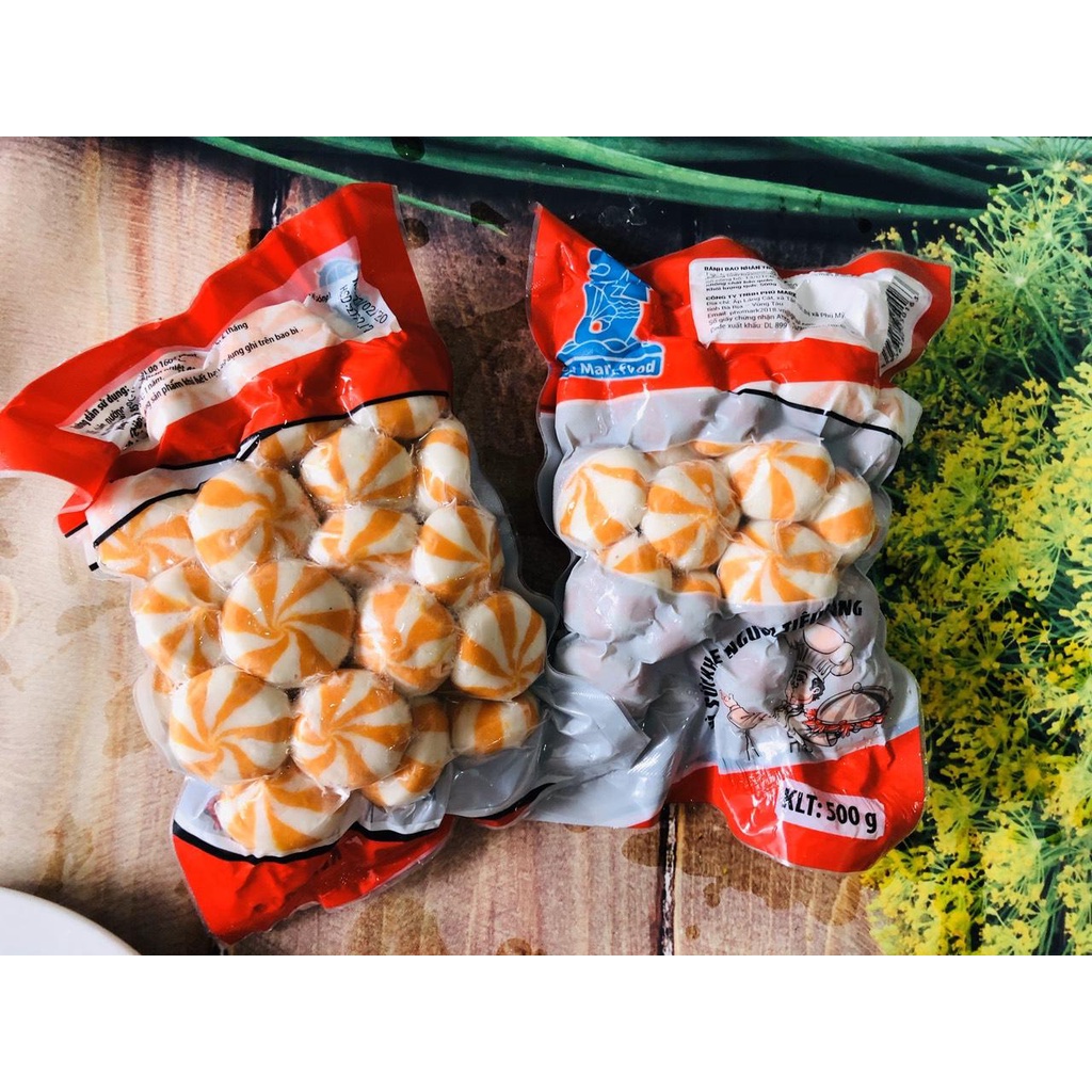 500g Viên bánh bao nhân trứng Cá Phumark Cam/100g