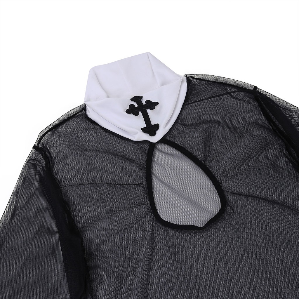 Set Đồ Hóa Trang Halloween 3 Món Gồm Đầm Tay Dài + Băng Đô + Băng Đô Phối Lưới Màu Trong Suốt Gợi Cảm Cho Nữ | BigBuy360 - bigbuy360.vn