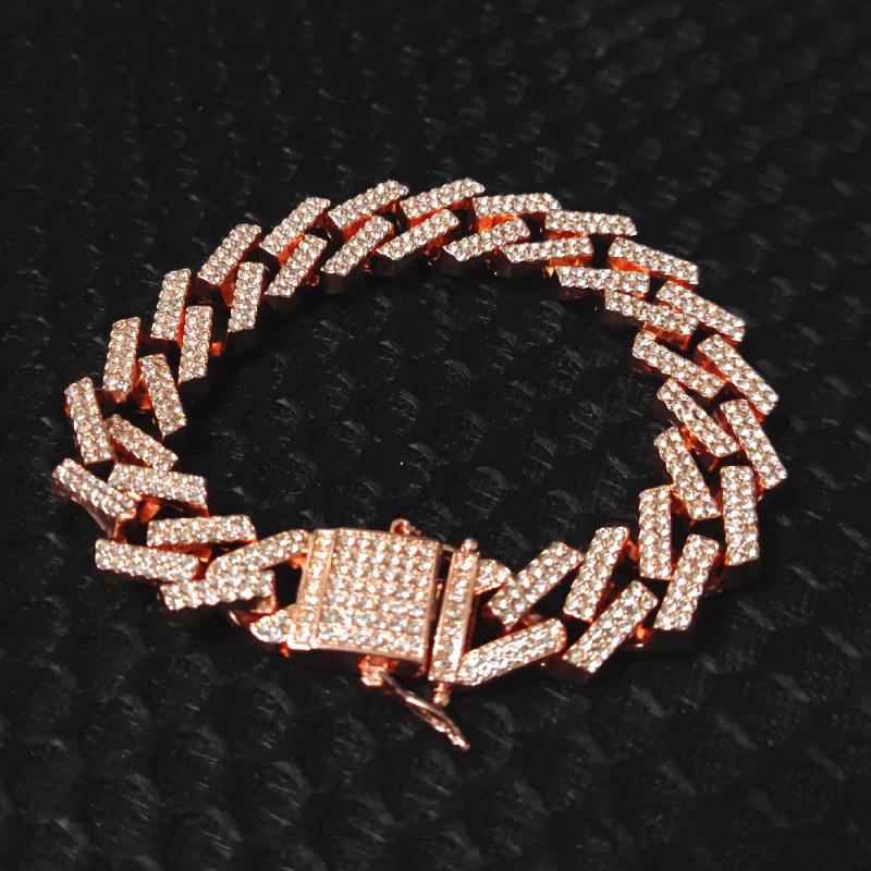 Vòng cổ Đính Đá Kim Cương Nhân Tạo Rộng 14mm Phong Cách Hip Hop Sang Trọng