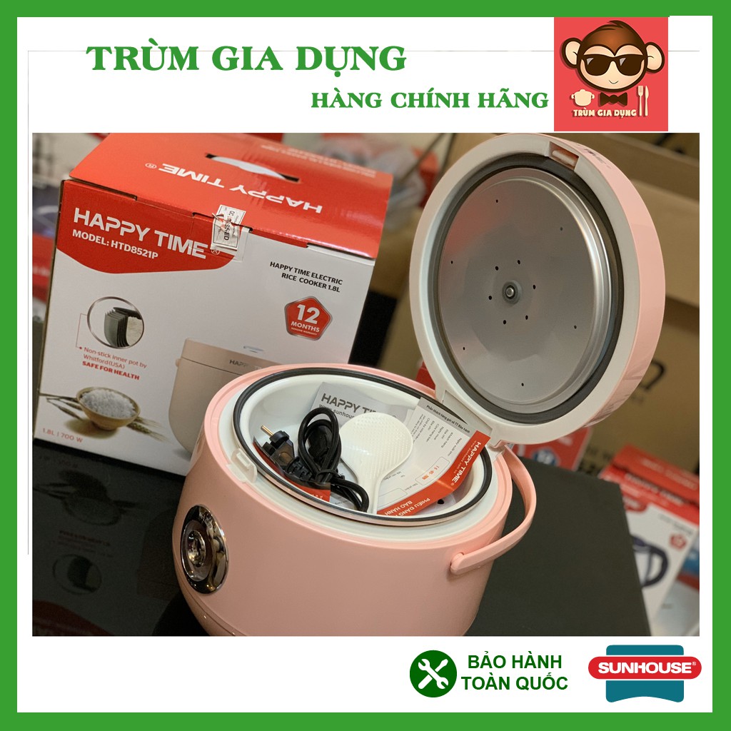 Nồi cơm điện 1,8L Sunhouse Happytime HTD8522, Nồi cơm điện Sunhouse 1,8L, bảo hành toàn quốc 12 tháng.