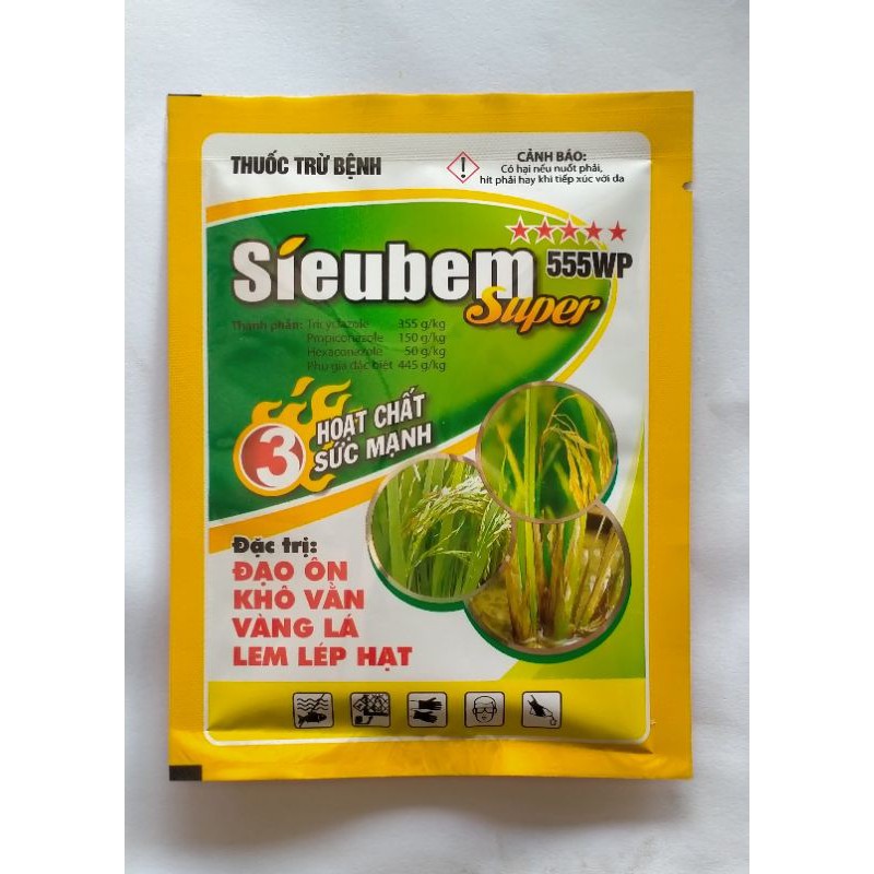 Thuốc trừ bệnh đạo ôn - khô vằn- vàng lá - lem lép hạt Sieubem Super 555WP