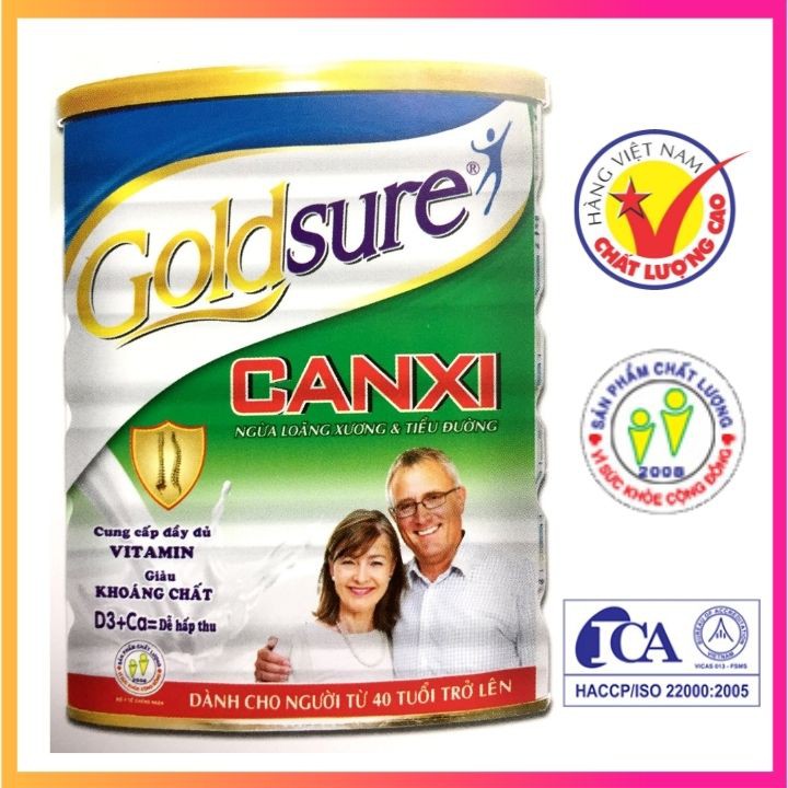 Sữa bột Canxi cho người già Loãng Xương và Tiểu Đường Goldsure lon 900g