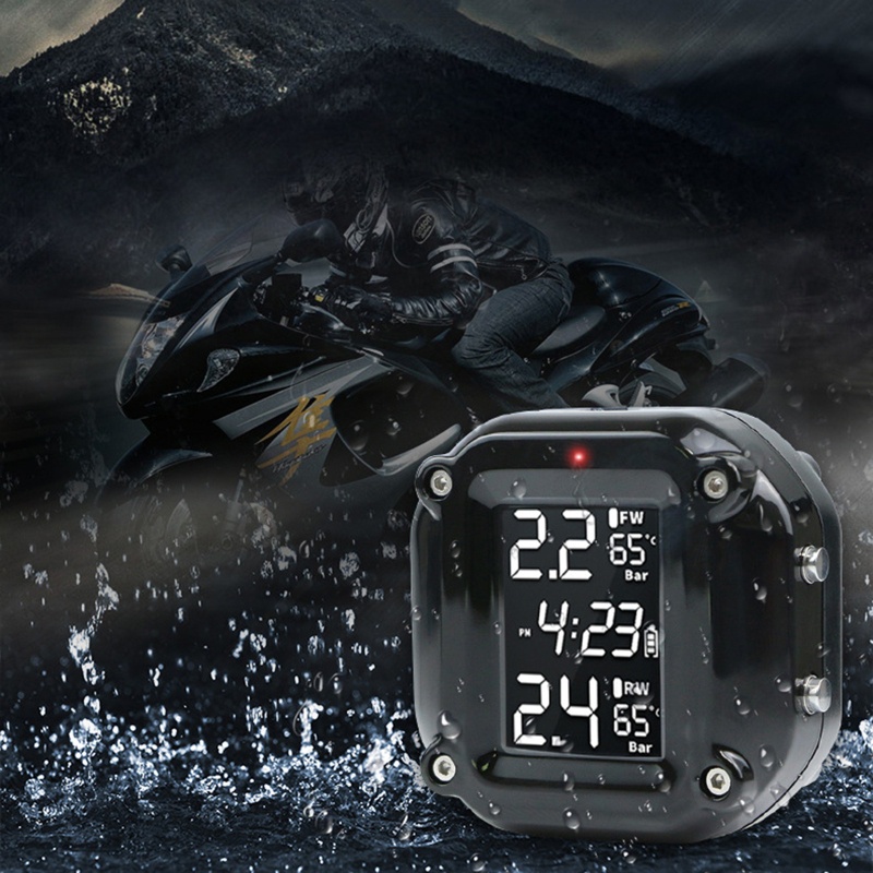 Hệ Thống Giám Sát Áp Suất Lốp Xe Máy TPMS Màn Hình LCD 2 Cảm Biến Ngoài